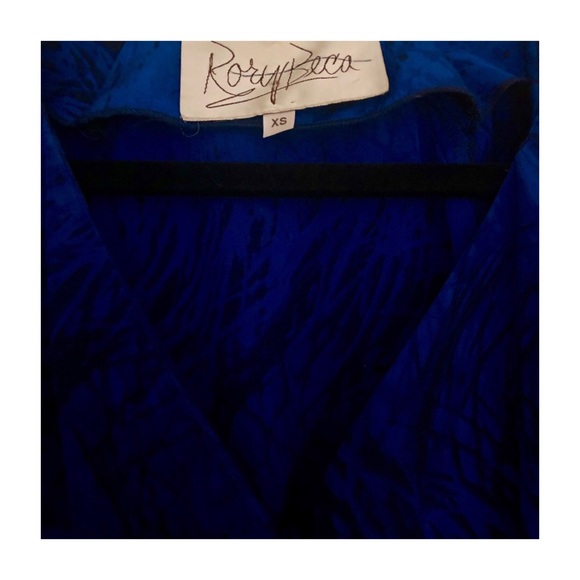 Rory Beca Blue Printed 100% Silk Surplice Dress - Picture 4 of 6